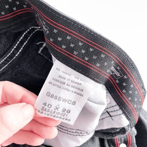 Wrangler Mens Denim Dark Wash Straight Jeans Black 40x29 - Picture 5 of 10